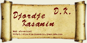 Đorđe Kašanin vizit kartica